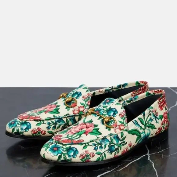 GUCCI Horsebit Printed Leather Loafers - Picture 4 of 11